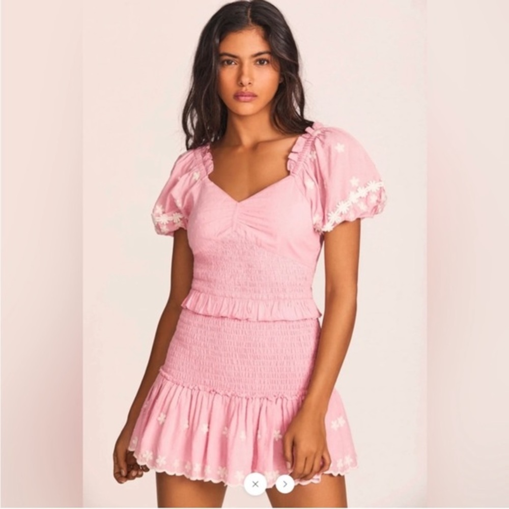 LoveShackFancy Pink Mini Dress